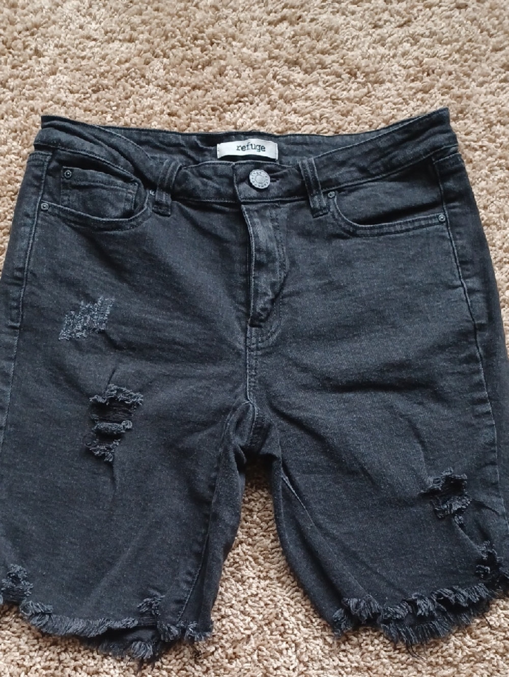 refuge Black Distressed Boyfriend Denim Shorts